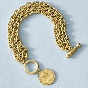 Gold Chain Necklace with Coin Pendant